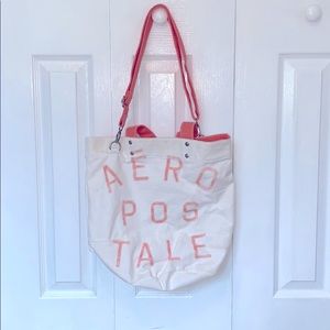AEROPOSTALE Coral&Cream Tote With Removable Strap